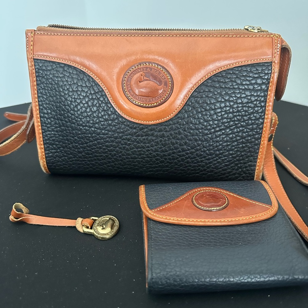Dooney & Bourke Blue and cognac Crossbody Bag